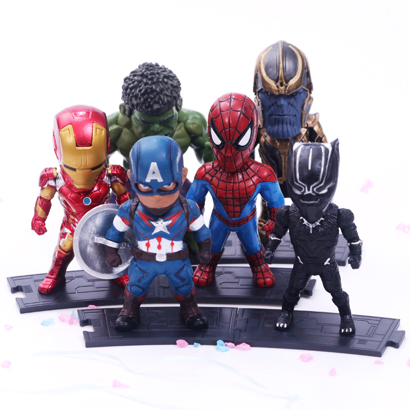Model Kit Spiderman - 6pcs/set Marvel Avengers Black Panther Thanos