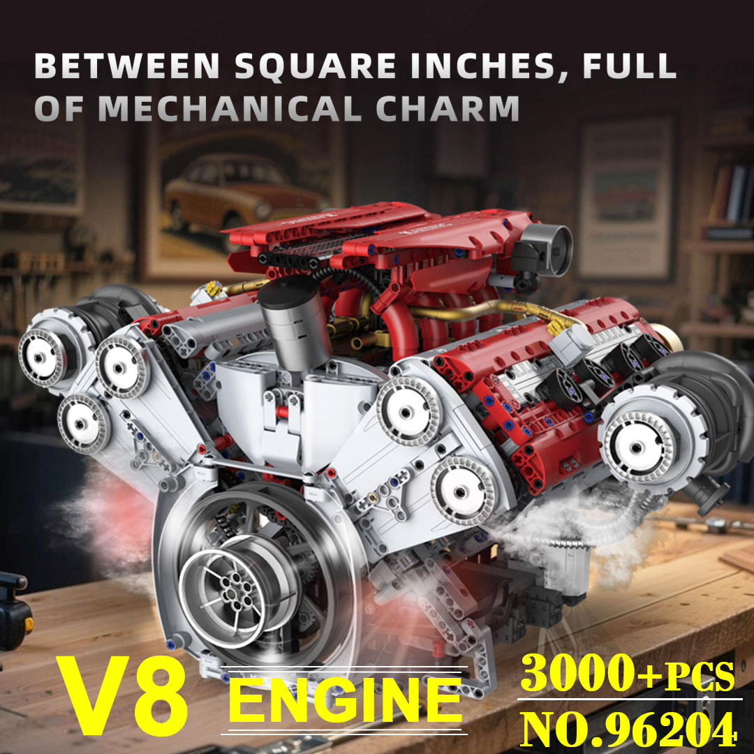 Motorized V8 Engine 3201Pcs Bu - Model Kit V8 ulasan dan harga