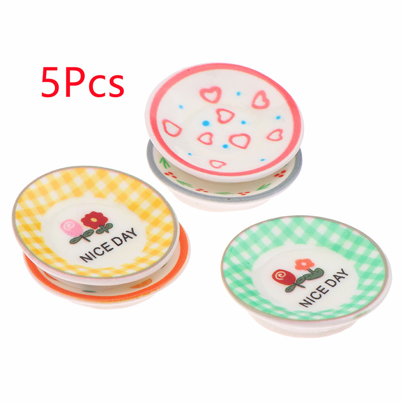 5Pcs 1/12 Dollhouse Mini Plate - Model Kitchen Set ulasan dan harga