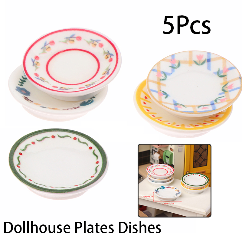 5Pcs 1/12 Dollhouse Mini Plate - Model Kitchen Set ulasan dan harga