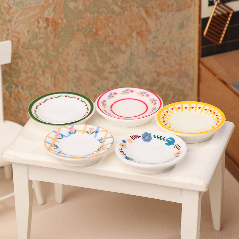 5Pcs 1/12 Dollhouse Mini Plate - Model Kitchen Set ulasan dan harga