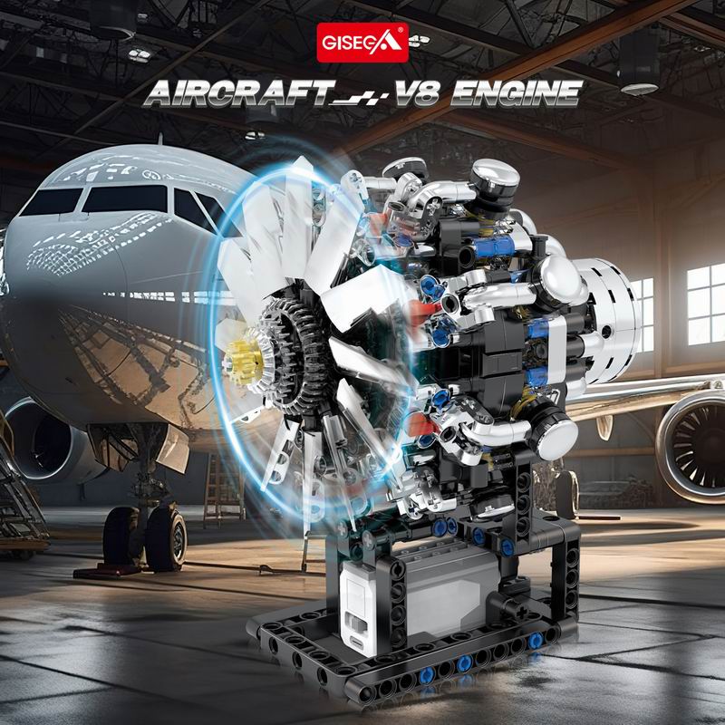 G8910 Aviation V8 Engine 558pc - Model Kit V8 ulasan dan harga